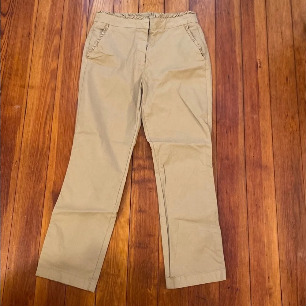 JCrew khaki ruffle chinos sz 4